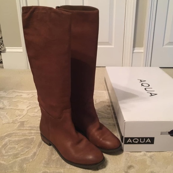 Aqua | Shoes | Aqua Rider Medium Brown Leather Boot | Poshmark